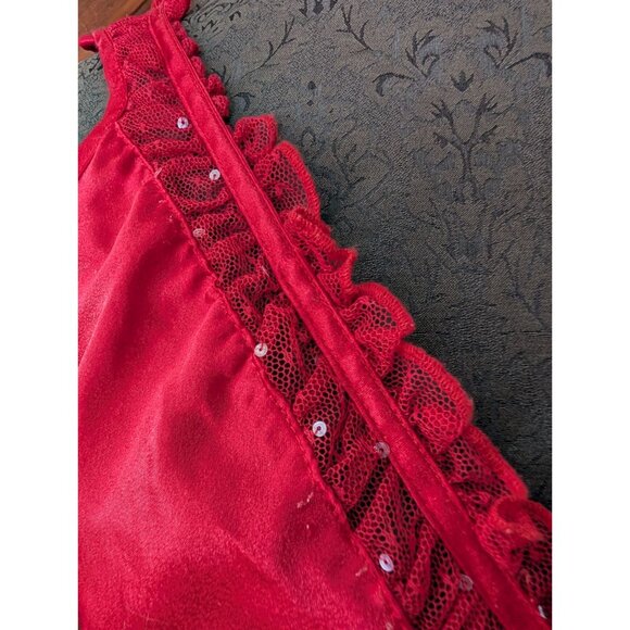 Vintage California Dynasty Red Satin & Lace Nightgown With Sequins Detail Size S - Picture 3 of 9